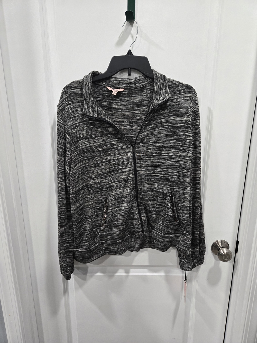 Juicy Couture Marled Black and Gray Zip-Up Cardigan